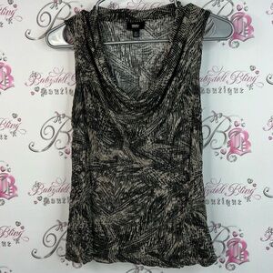 Massimo tank top cowl neck swoop pattern abstract Black and Gray Women's Blouse